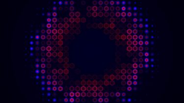 広がる赤と青の六角形背景